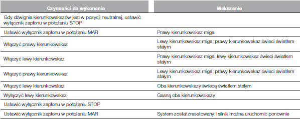 Resetowanie systemu blokowania paliwa